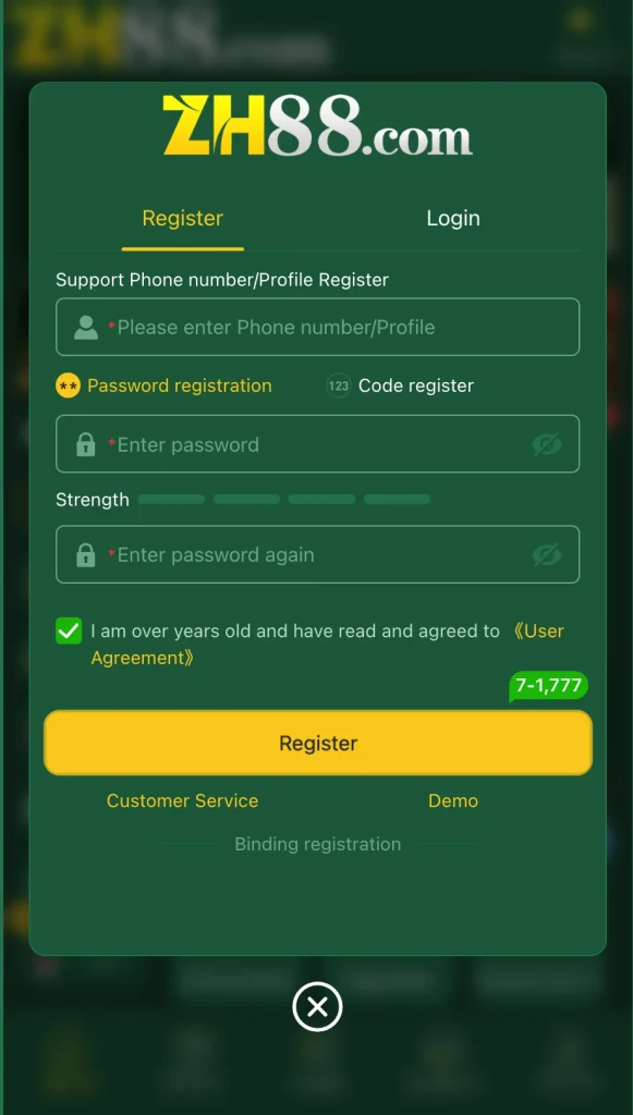Zh88 game signup 